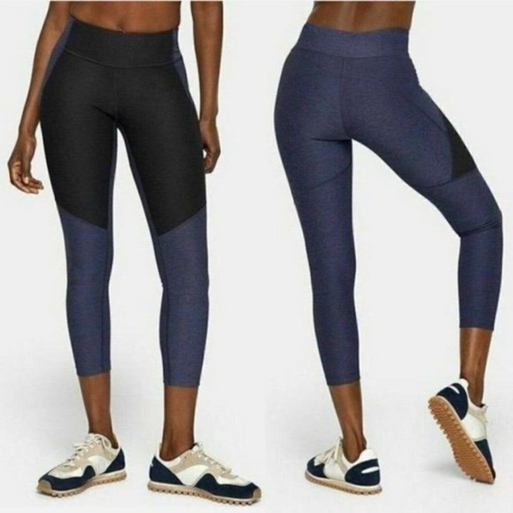 Outdoor Voices Leggings Women's XS Two‎ Tone Crop Blue Black Activewear